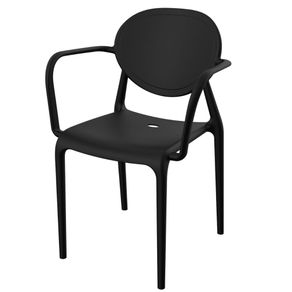 Cadeira Empilhavel Com Braco Inmetro Slick Im In Area Externa Interna Polipropileno UV Preto
